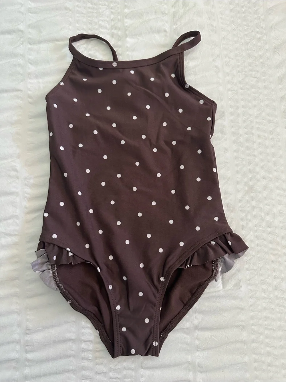 H&M Brown Polka Dot Ruffle One-Piece Swimsuit Size 3/4T